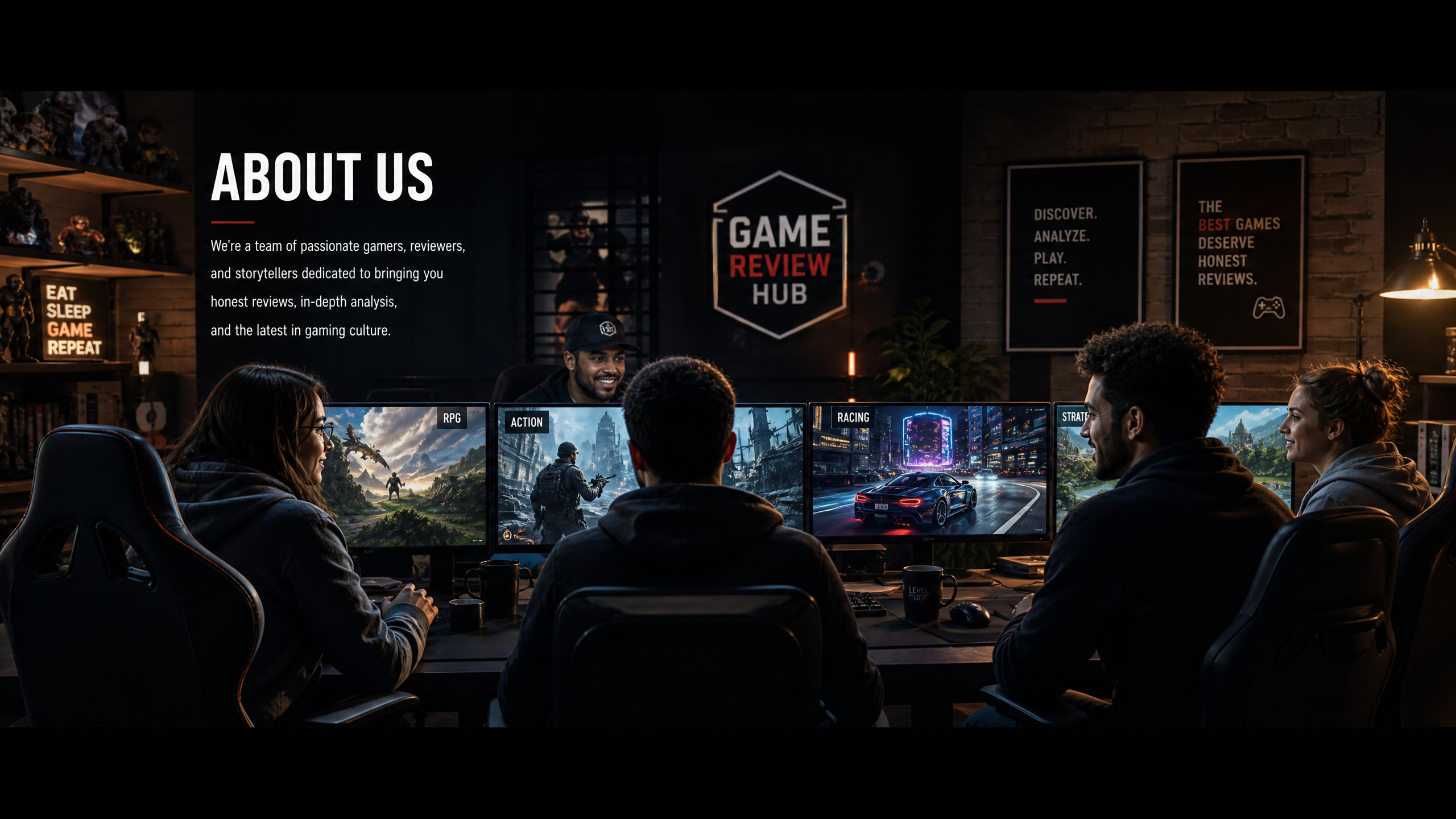 The Qerunavik team at their gaming setup